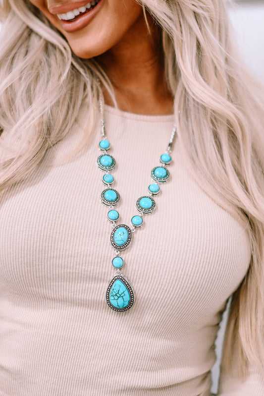 Turquoise Water Drop Accent Necklace-0